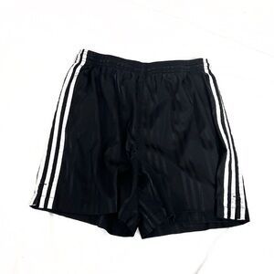 Adidas Boys Athletic Shorts 3 Stripe Logo Black White Extra Large Pull On Waist